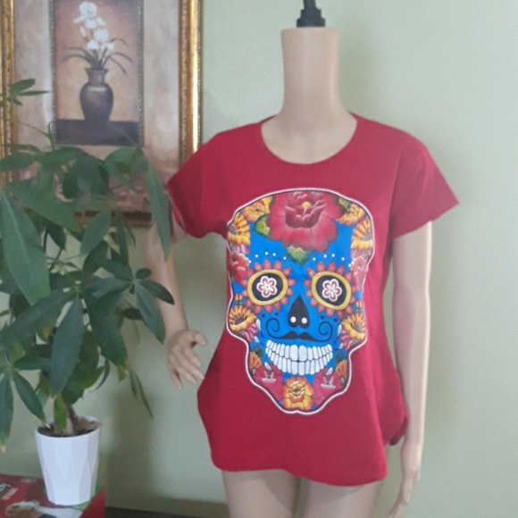 handmade Tops - Mexican Blouse with Skull